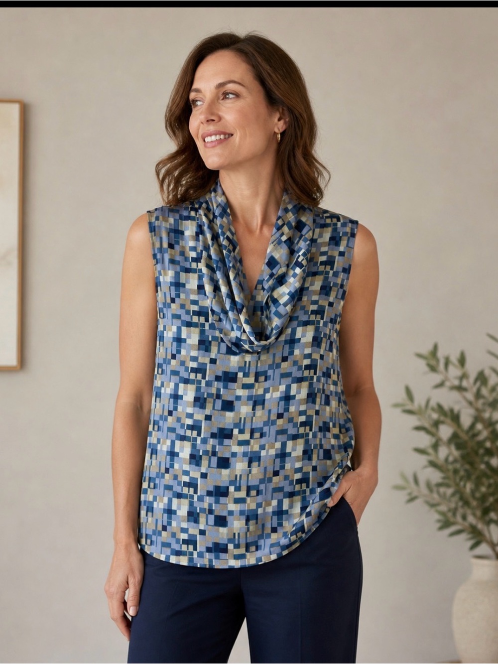 Focus 2000 Blue and grey geometric Women Blouse​